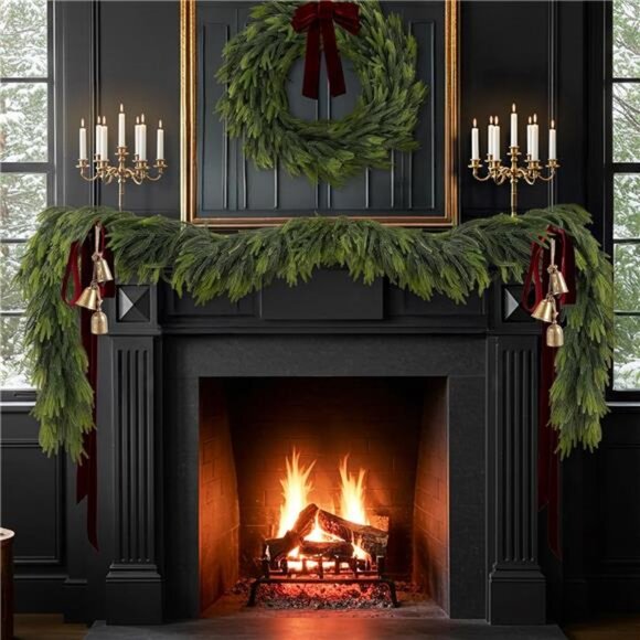 9FT Christmas Norfolk Pine Garland Real Touch Pine Artificial - Picture 2 of 7